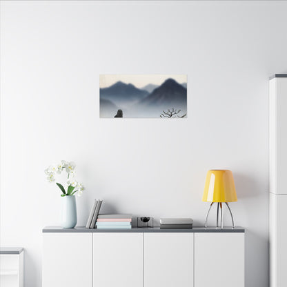 Mountain Mist Karesansui Canvas Art | Contemplative Zen Art
