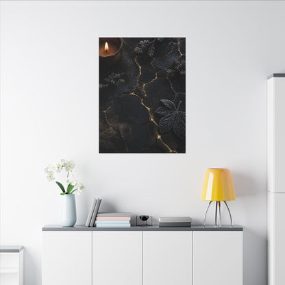 Candlelight Cracked Earth Canvas Art - Dark Japandi Ma