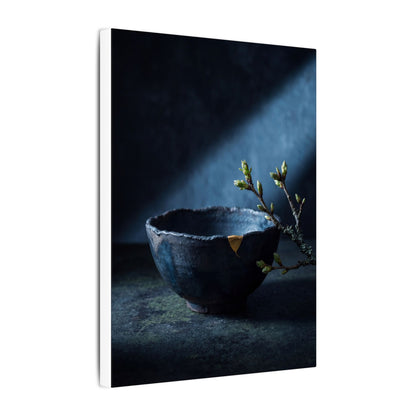 Ceramic Bowl Shadow Zen Canvas Art | Sophisticated Dark Japandi Art
