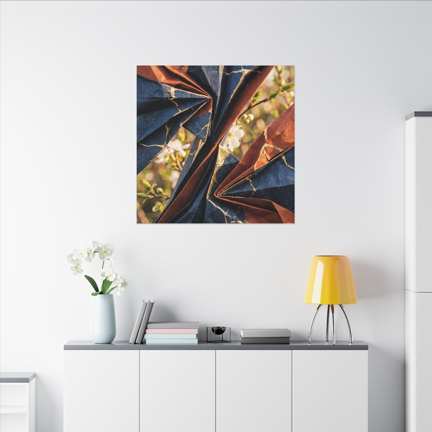 Kintsugi Paper Fold in Golden Hour | Crackle Gold Canvas Art