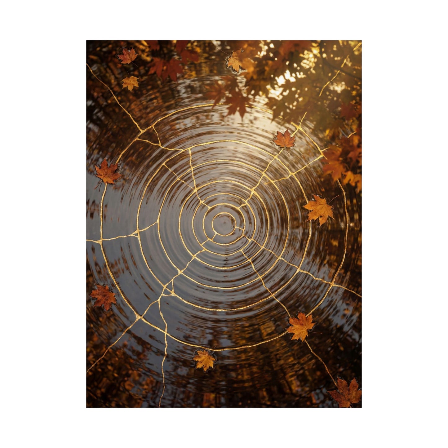 Water Ripple Autumn Wall Art Print | Kintsugi Resilient Design
