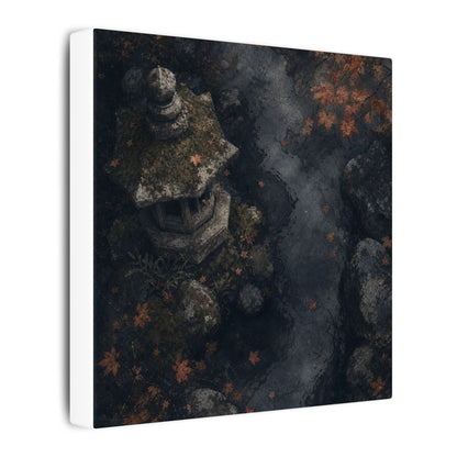 Stone Lantern Canvas Art | Autumn Japandi Texture Art