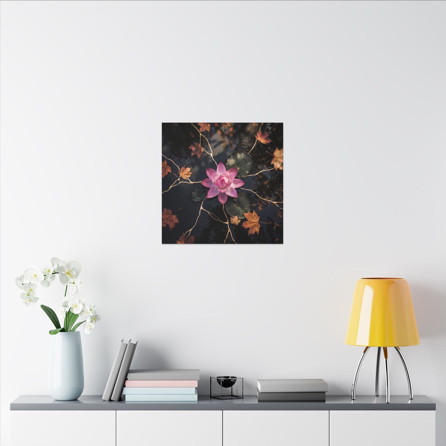 Ma Lotus Flower Canvas Art - Kintsugi Gold Vein