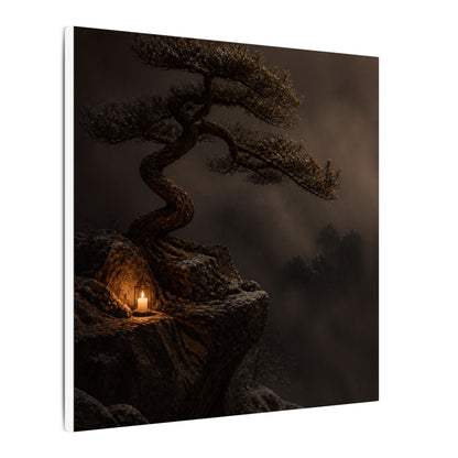 Pine Tree Shadow Zen Canvas Art | Luxurious Dark Japandi Art