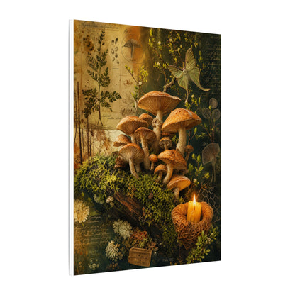 Spring Wild Mushrooms Herbarium Canvas Art | Earthy Decor