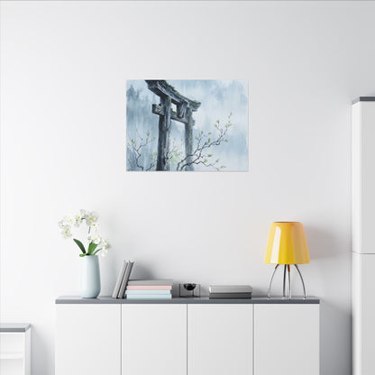 Torii Gate Canvas Art | Spring Zen Sumi E Art