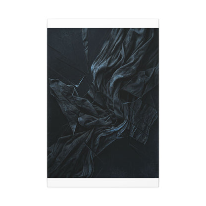 Dark Japandi Silk Drape in Moonlight | Moody Minimal Canvas Art