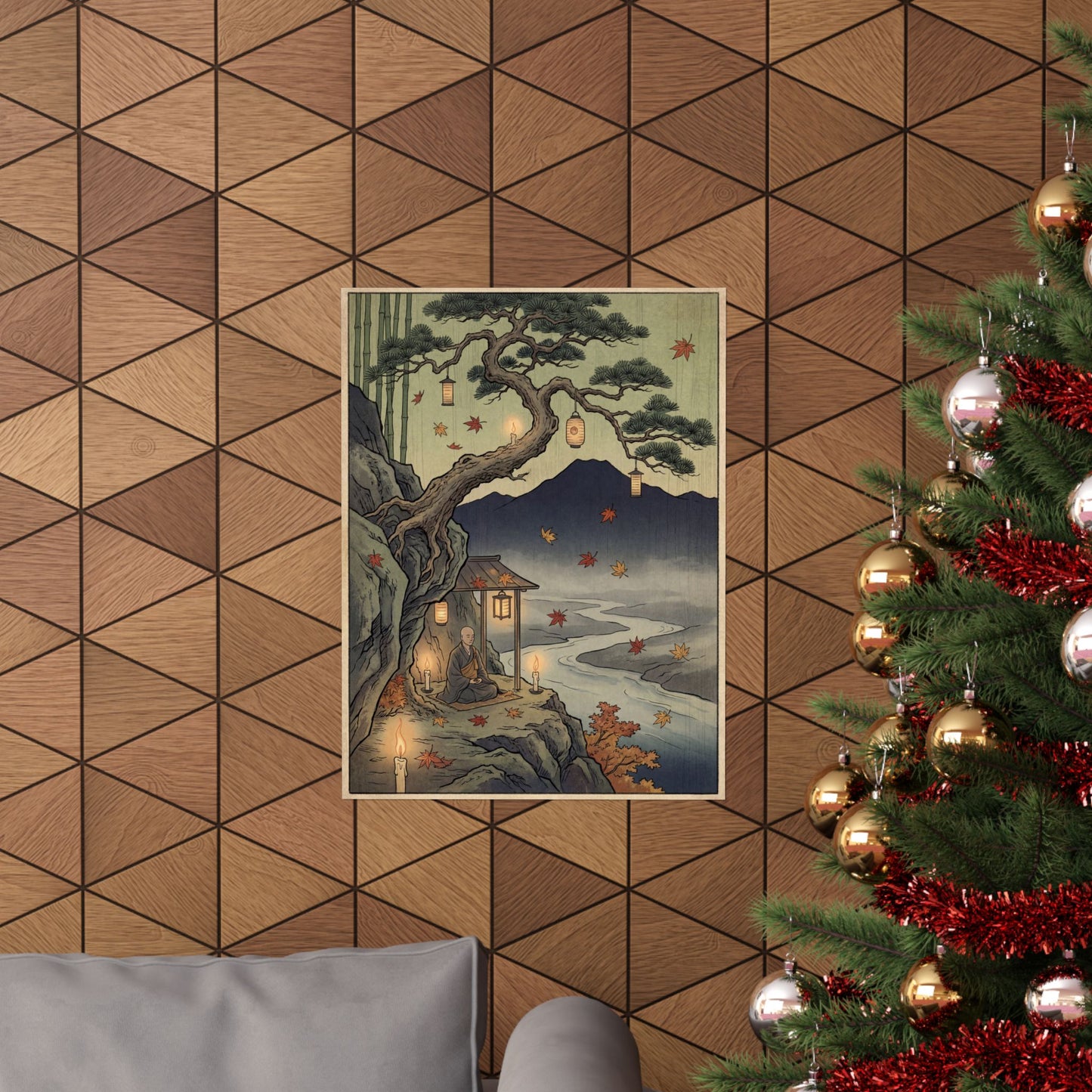 Pine Tree Autumn Wall Art Print | Zen Tranquil Design