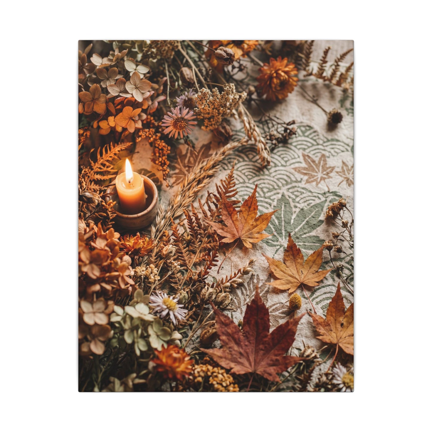 Candlelight Dried Flowers Canvas Art - Japandi Seijaku