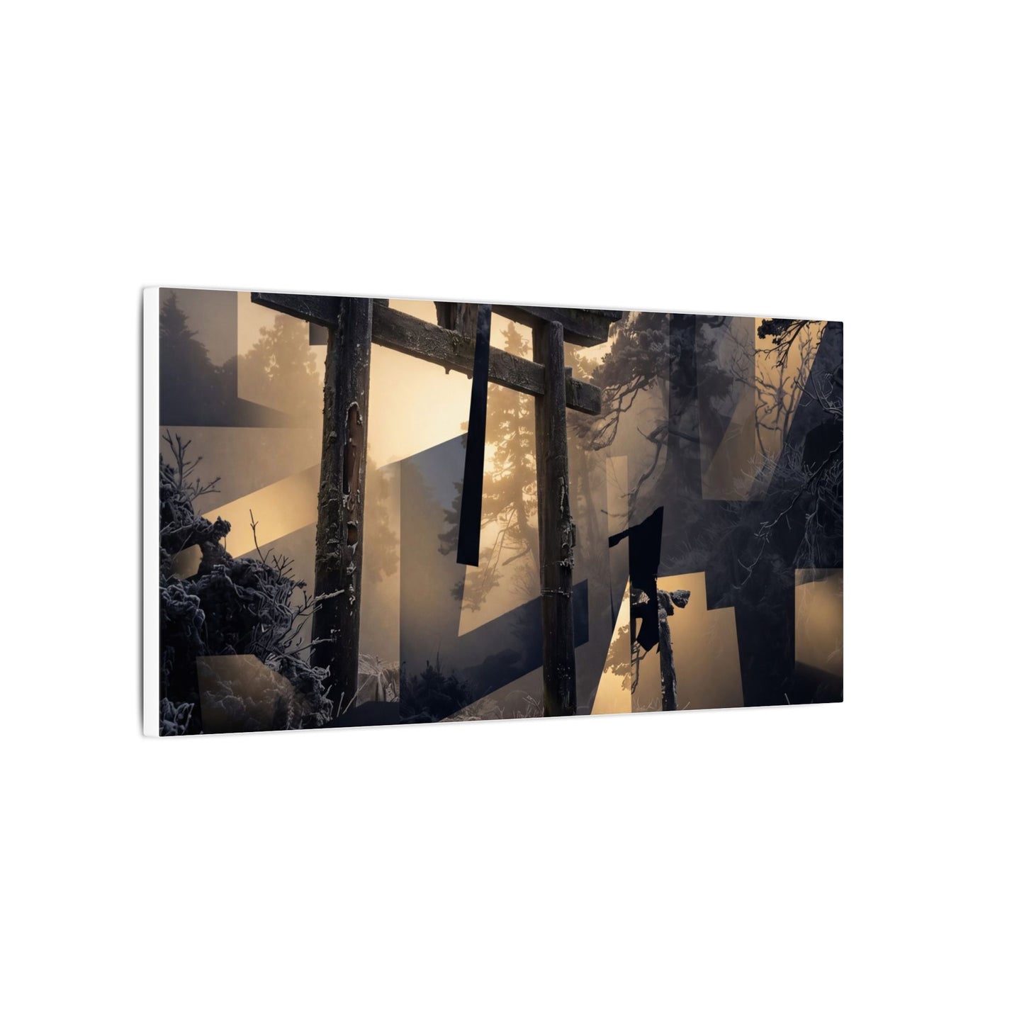 Winter Torii Gate Moody Minimal Canvas Art | Bold Decor