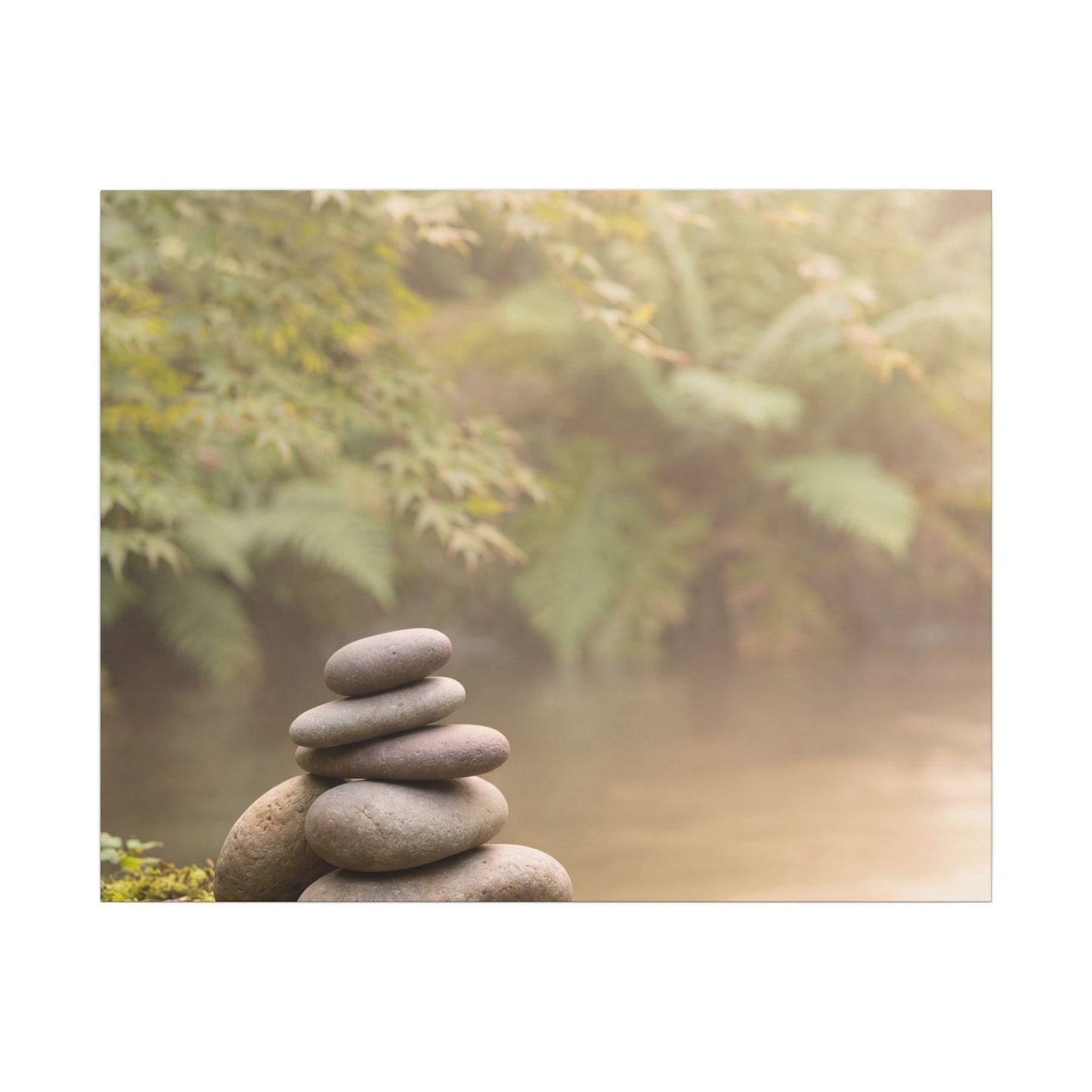 Cozy River Stones Canvas Art - Japanese Pattern Japandi