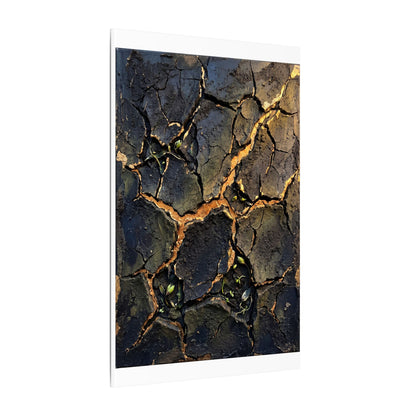 Cracked Earth Spring Canvas Art | Dark Japandi Atmospheric Design