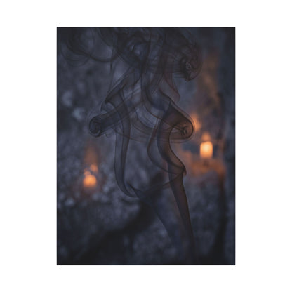 Incense Smoke Winter Canvas Art | Dark Japandi Sophisticated Design