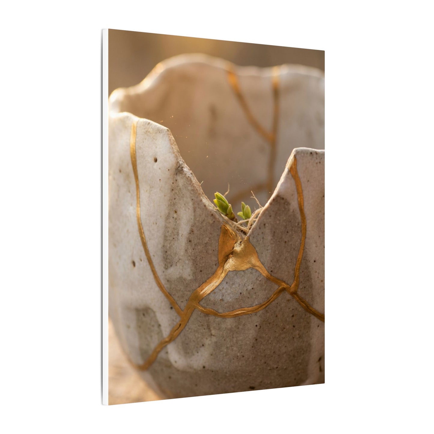 Golden Hour Broken Pottery Canvas Art - Japandi Kanso