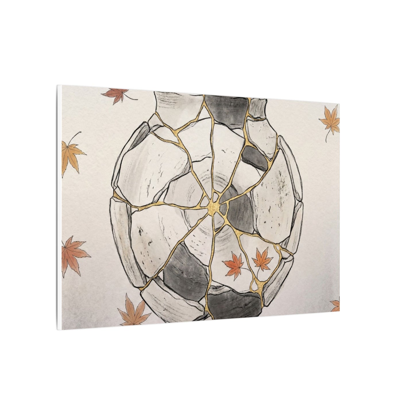 Japandi Broken Pottery in Dawn | Minimal Line Canvas Art