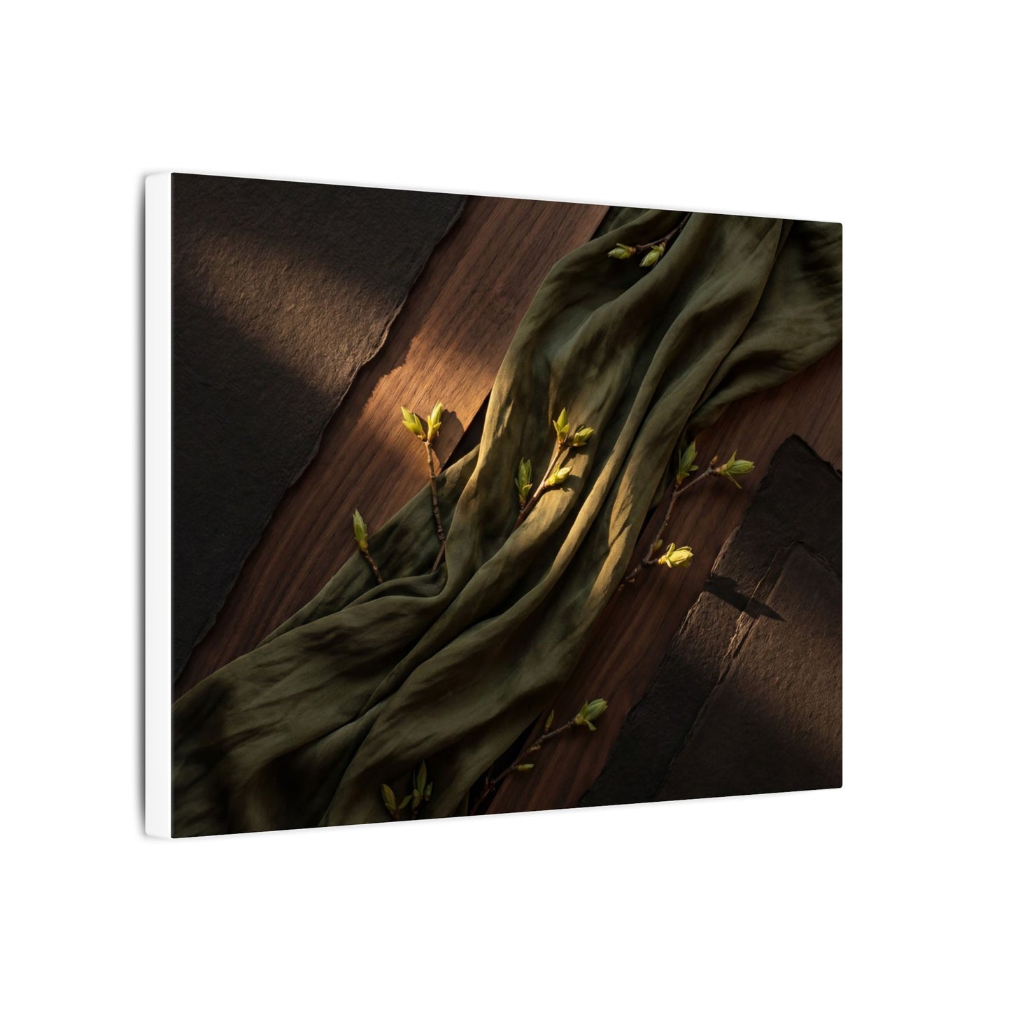Silk Drape Canvas Art | Spring Dark Japandi Dark Texture Art