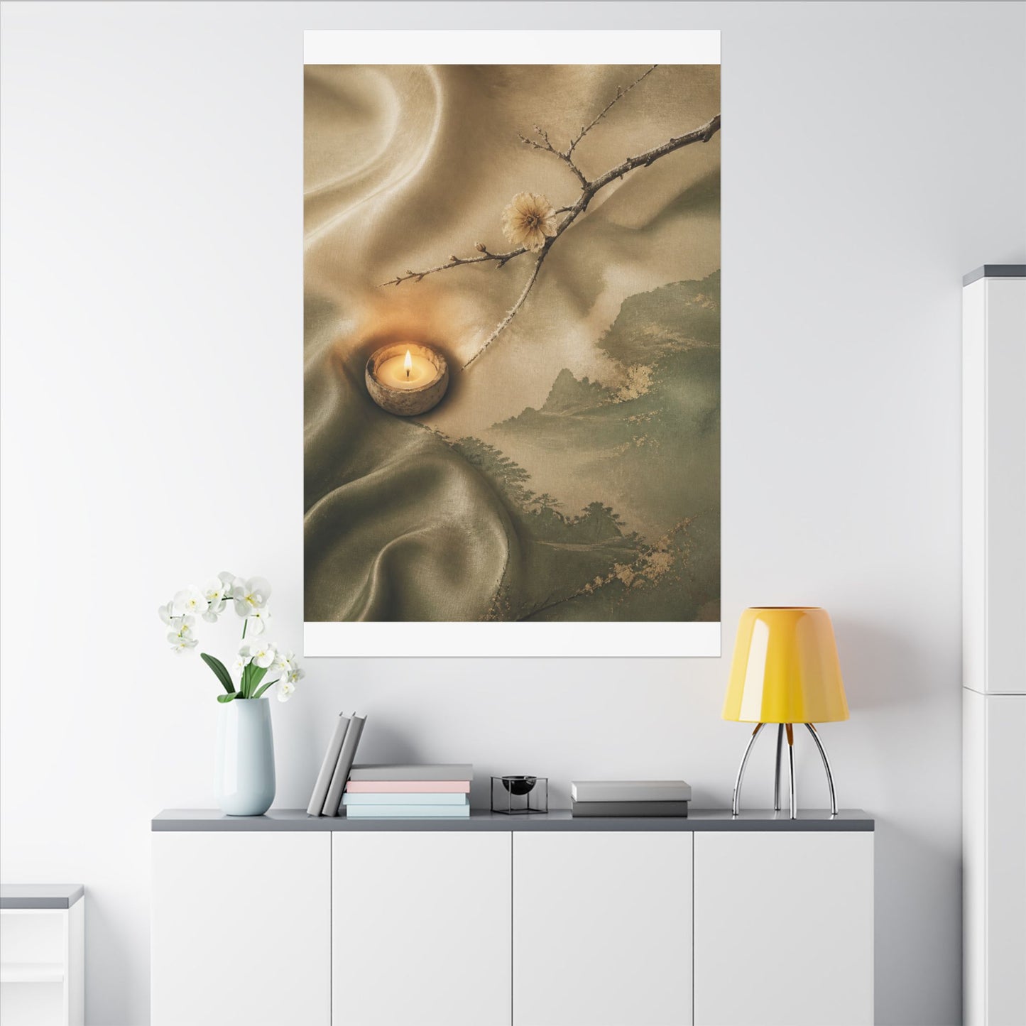 Silk Drape Japanese Pattern Canvas Art | Warm Japandi Art