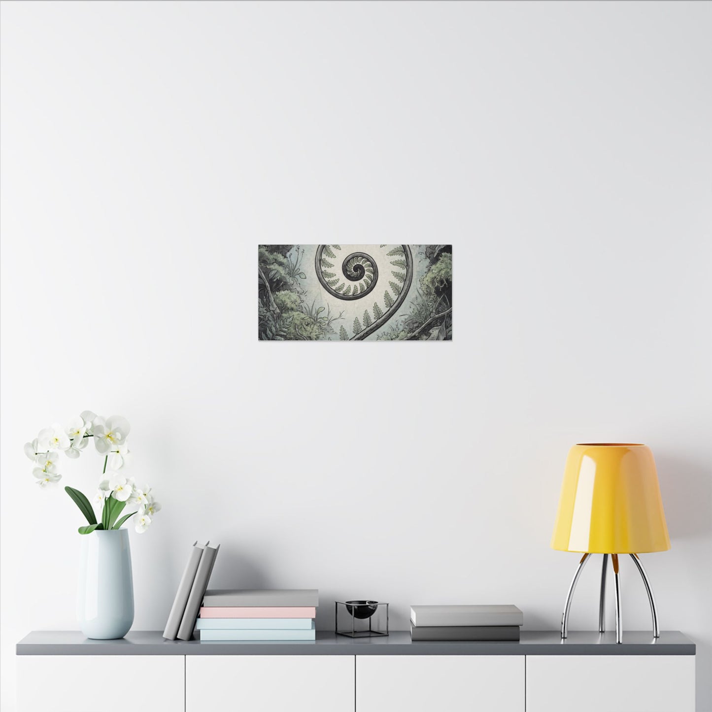Zen Fern Unfurling in Dawn | Ukiyo E Inspired Canvas Art