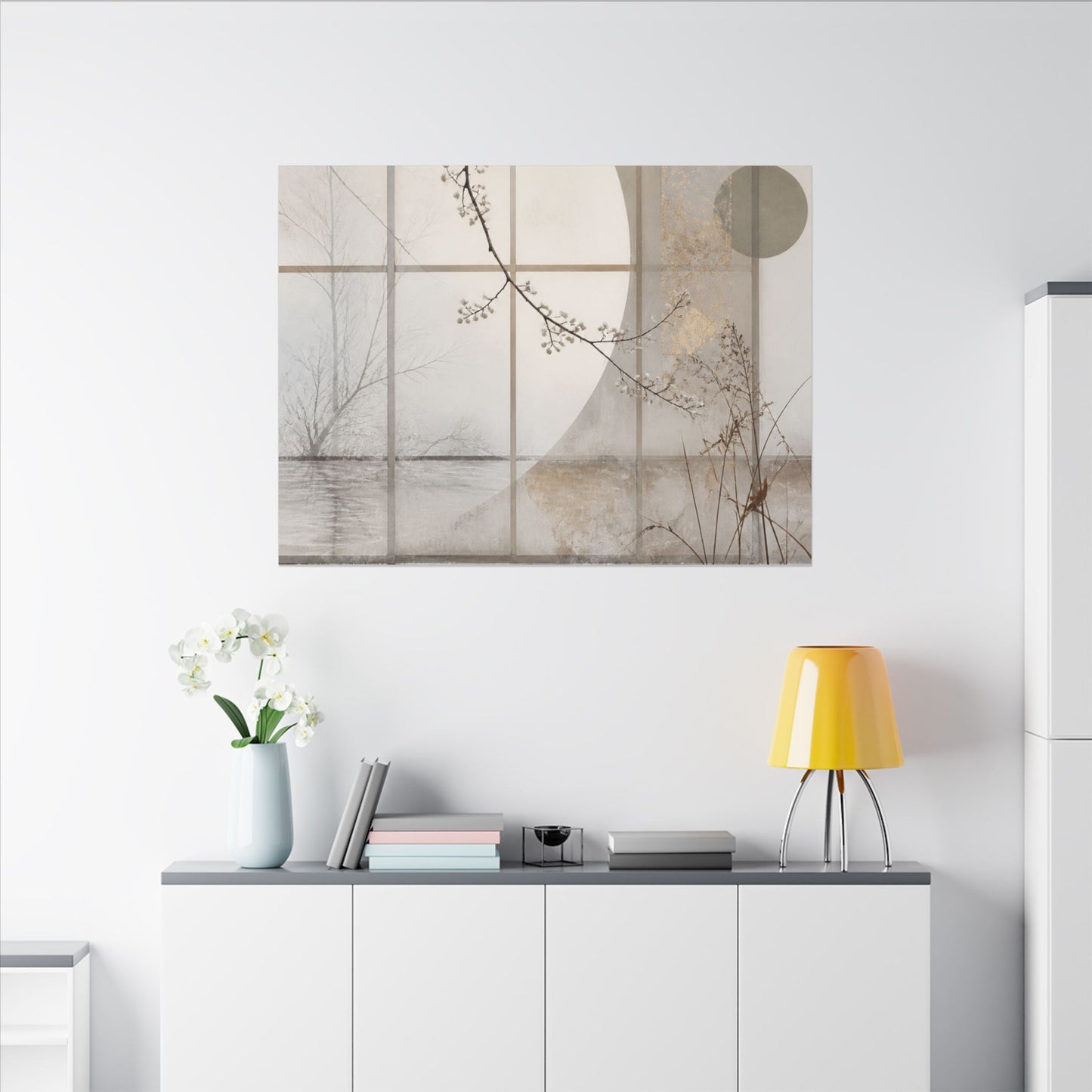 Winter Shoji Screen Japanese Pattern Canvas Art | Elegant Decor