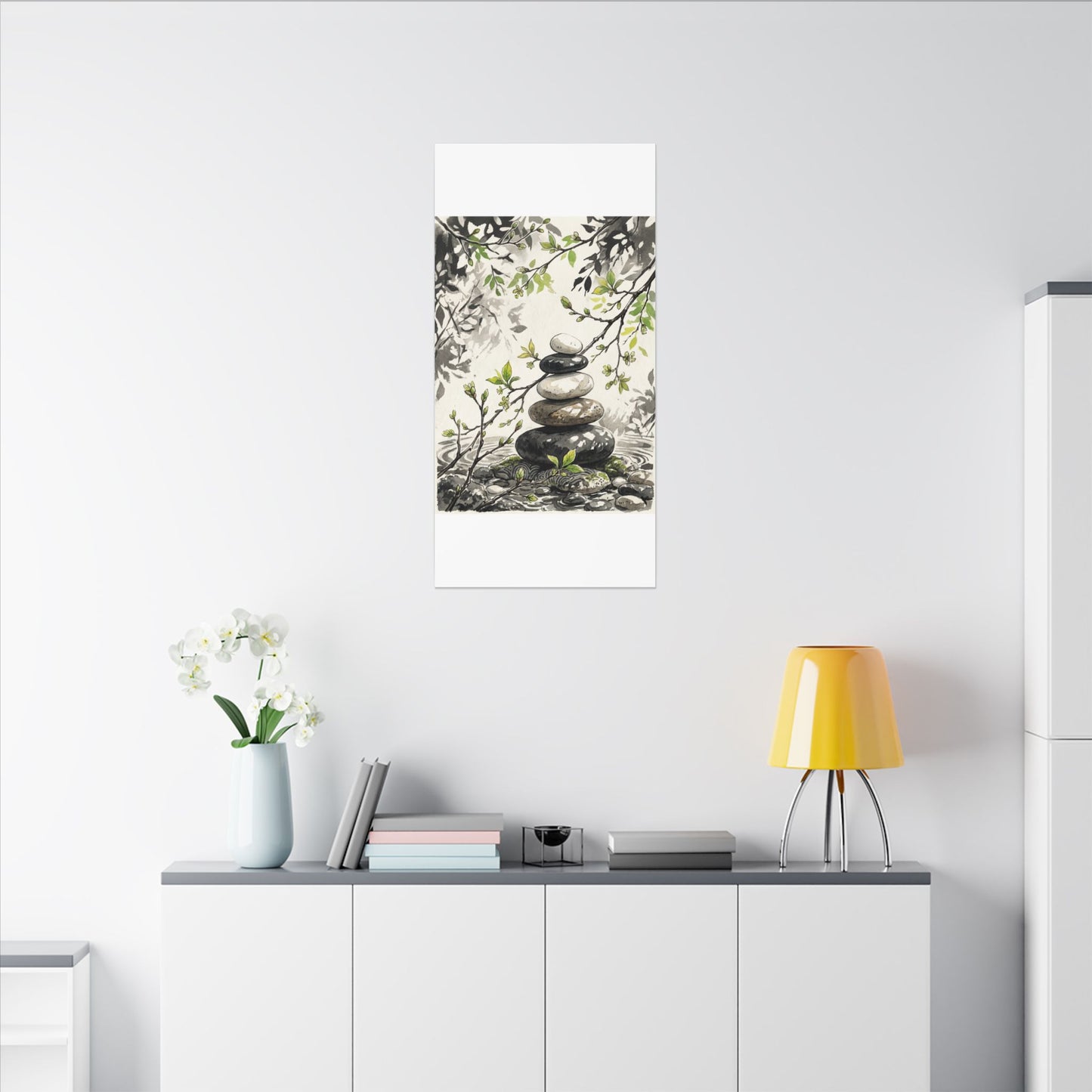 Spring River Stones Japanese Pattern Canvas Art | Elegant Decor