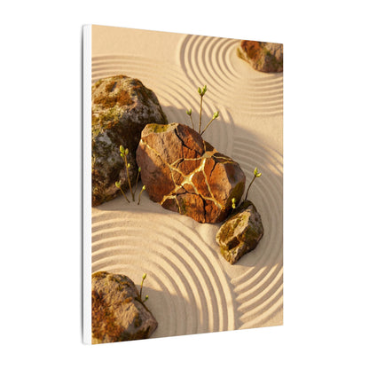 Kanso Rock Garden Canvas Art - Kintsugi Crackle Gold
