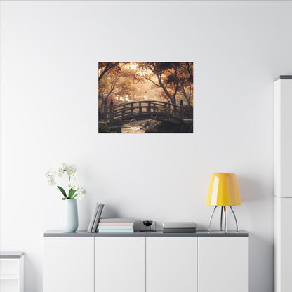 Autumn Wooden Bridge Gold Vein Canvas Art | Resilient Decor