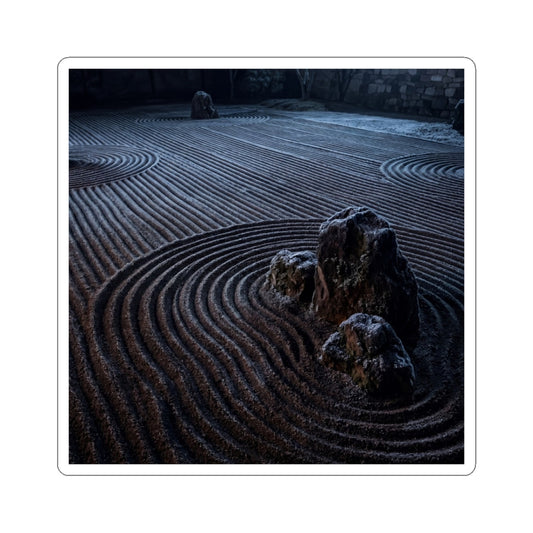 Rock Garden Moody Minimal Sticker | Moody Dark Japandi Art