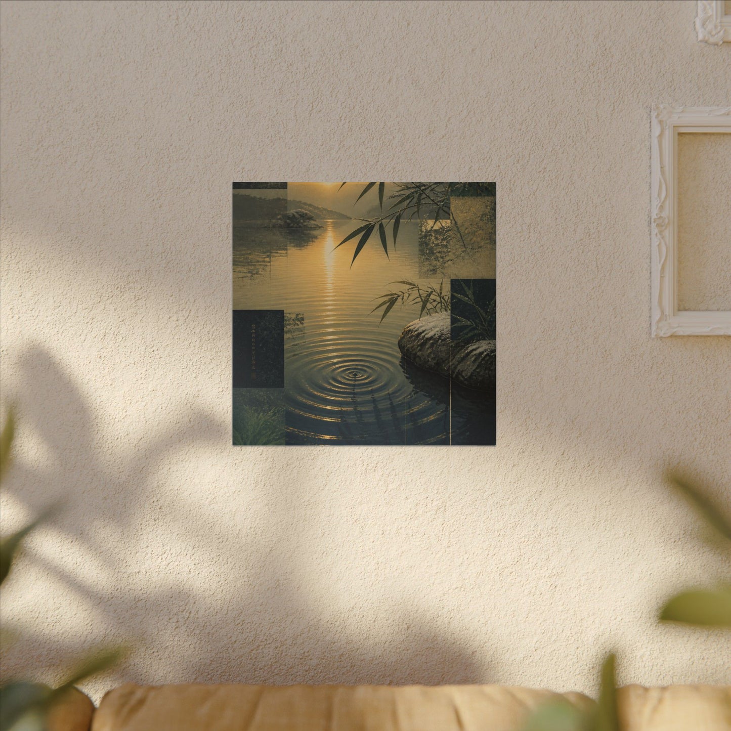 Zen Water Ripple in Golden Hour | Ukiyo E Inspired Canvas Art