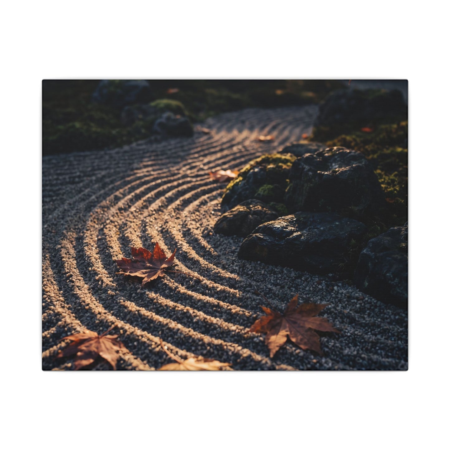 Rock Garden Moody Minimal Canvas Art | Bold Dark Japandi Art