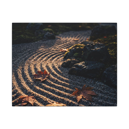 Rock Garden Moody Minimal Canvas Art | Bold Dark Japandi Art