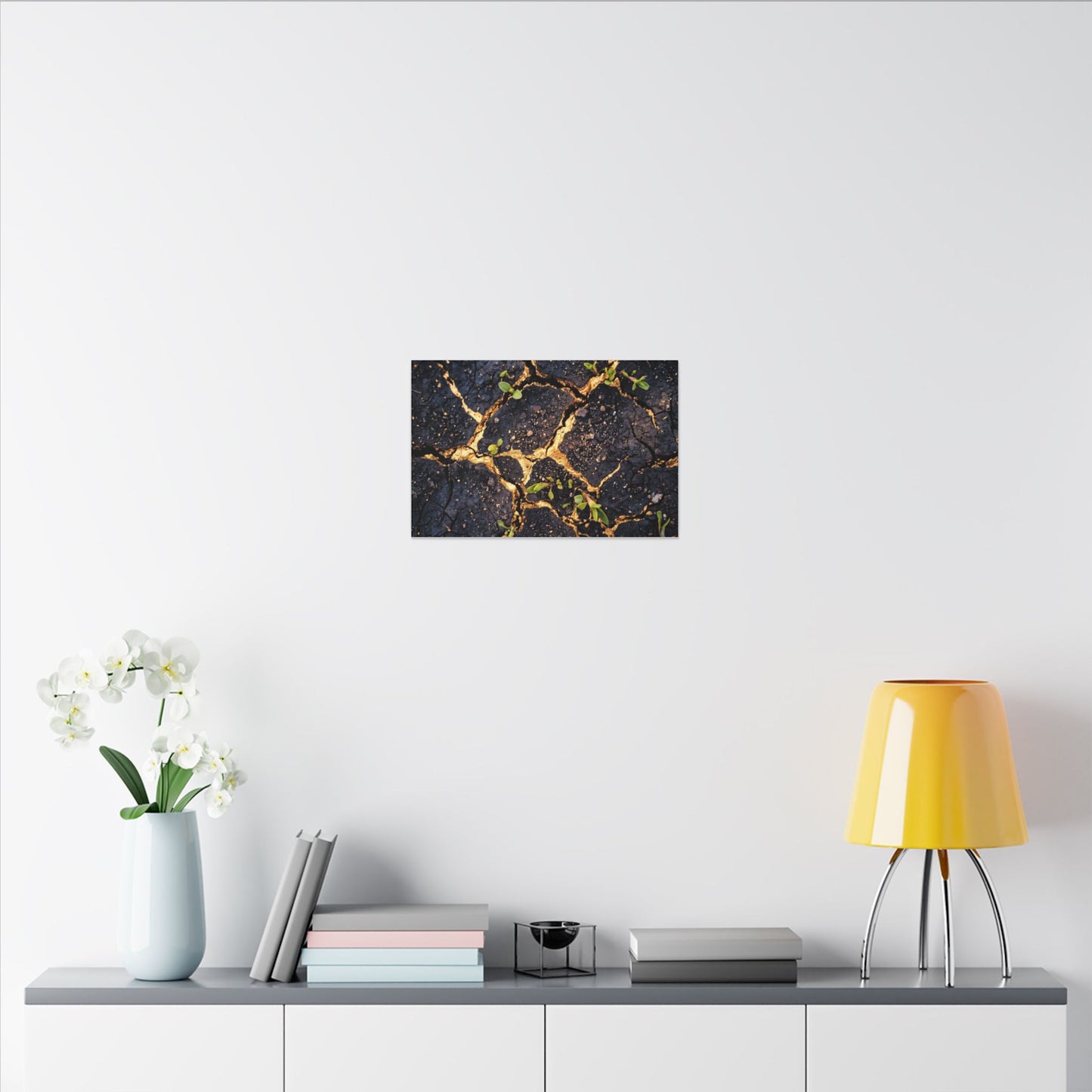 Spring Cracked Earth Crackle Gold Canvas Art | Healing Decor