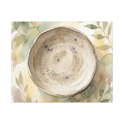 Ceramic Bowl Watercolor Canvas Art | Warm Japandi Art