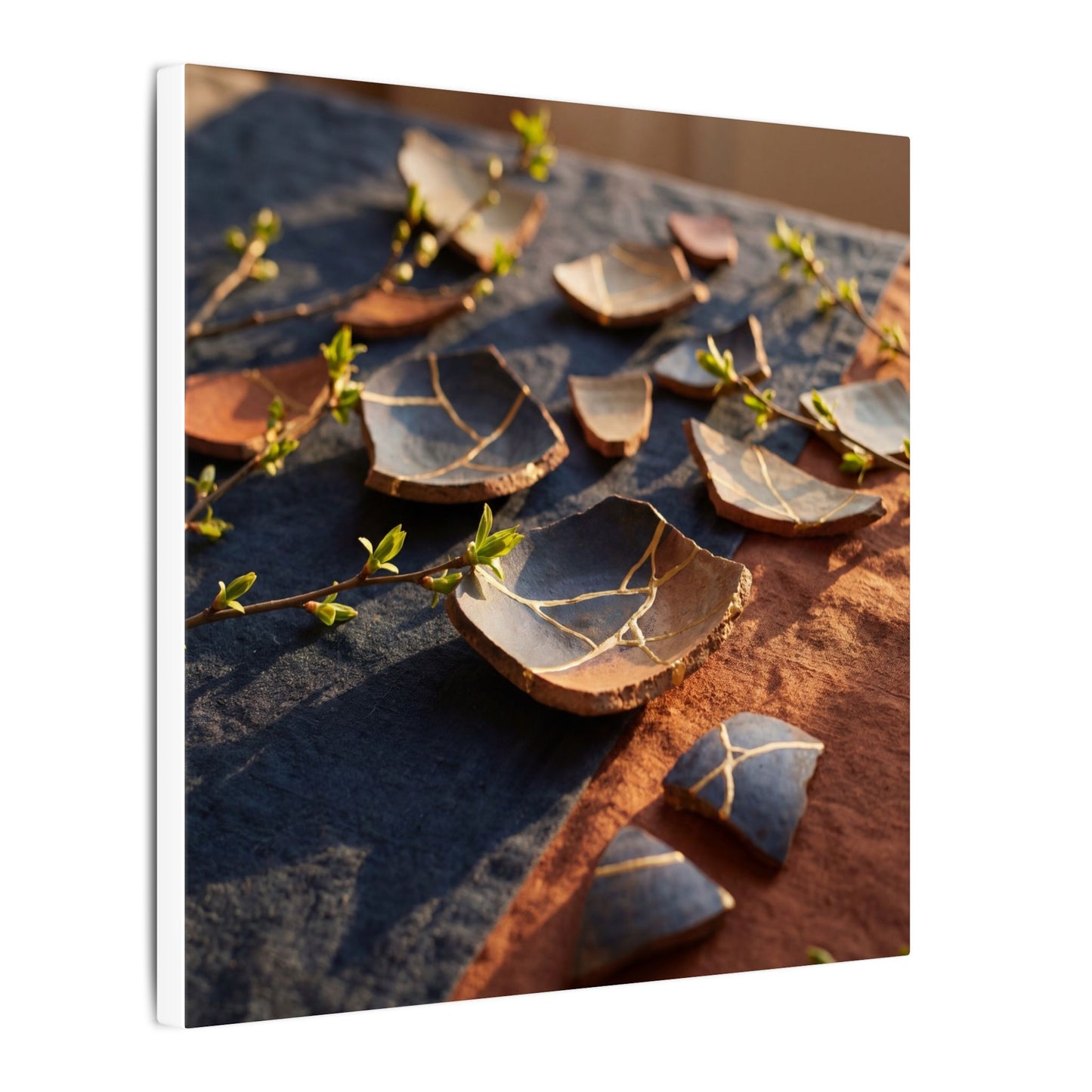 Spring Broken Pottery Gold Vein Canvas Art | Philosophical Decor