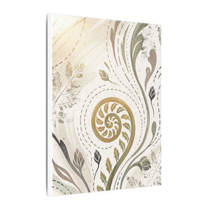 Japandi Fern Unfurling in Golden Hour | Japanese Pattern Canvas Art