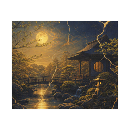 Spring Moonlit Garden Gold Vein Canvas Art | Resilient Decor