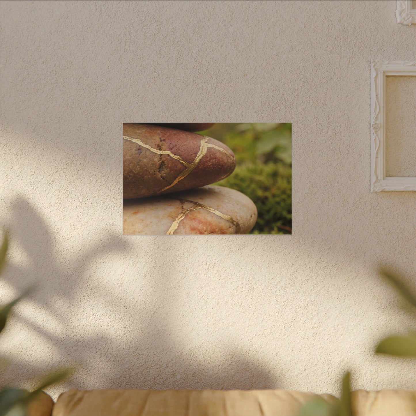 River Stones Summer Canvas Art | Kintsugi Healing Design