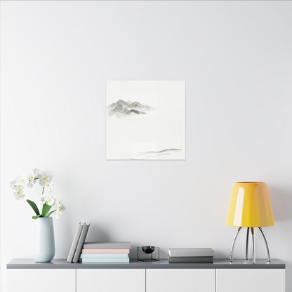 Winter Mountain Mist Minimal Line Canvas Art | Elegant Decor