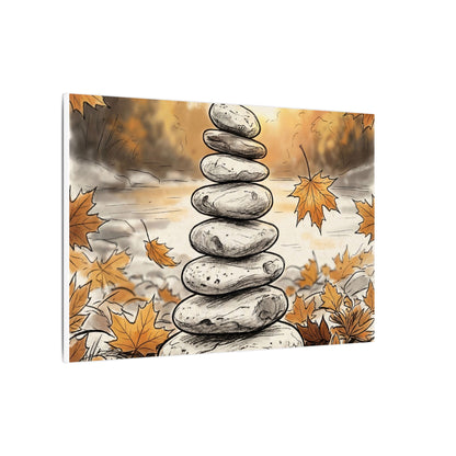 Earthy River Stones Canvas Art - Minimal Line Japandi