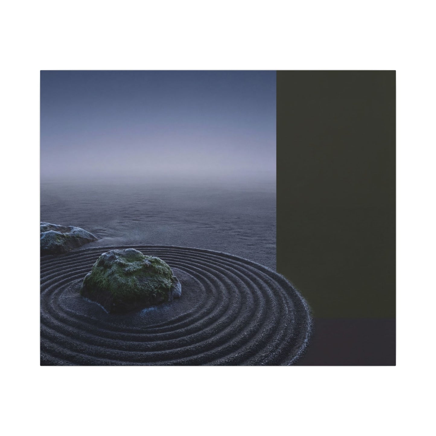 Ma Rock Garden Canvas Art - Dark Japandi Moody Minimal