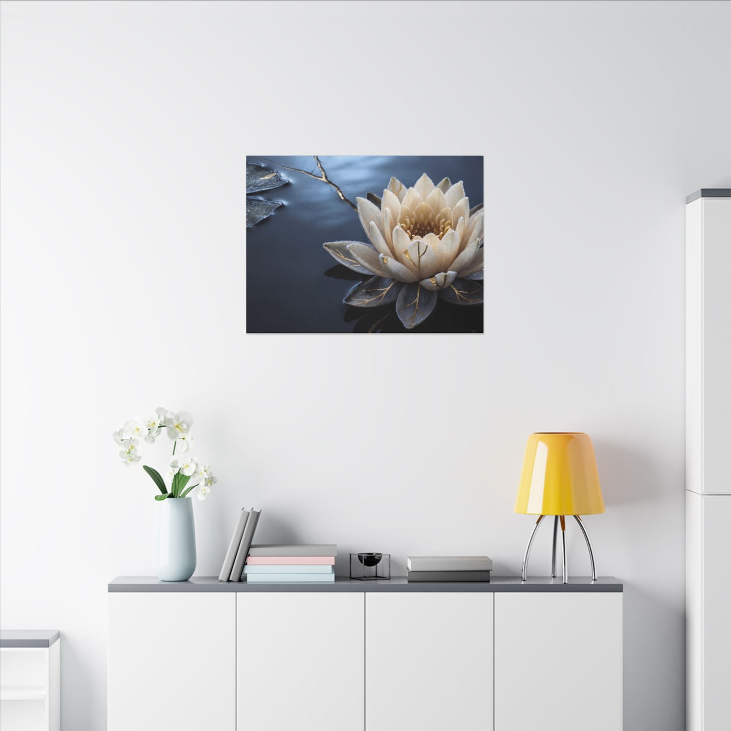 Beautiful Lotus Flower Canvas Art - Gold Vein Kintsugi