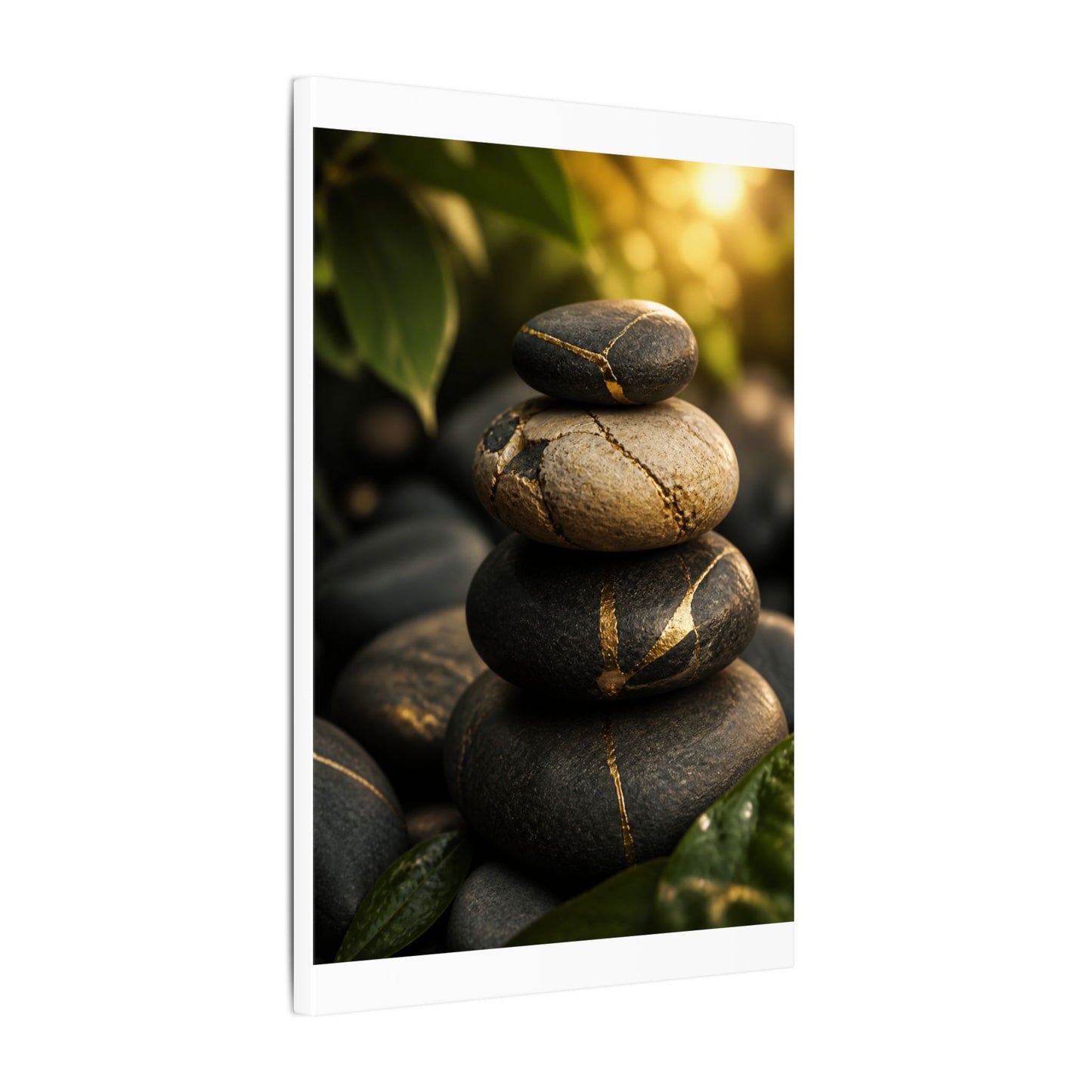 Summer River Stones Broken Beauty Canvas Art | Healing Decor