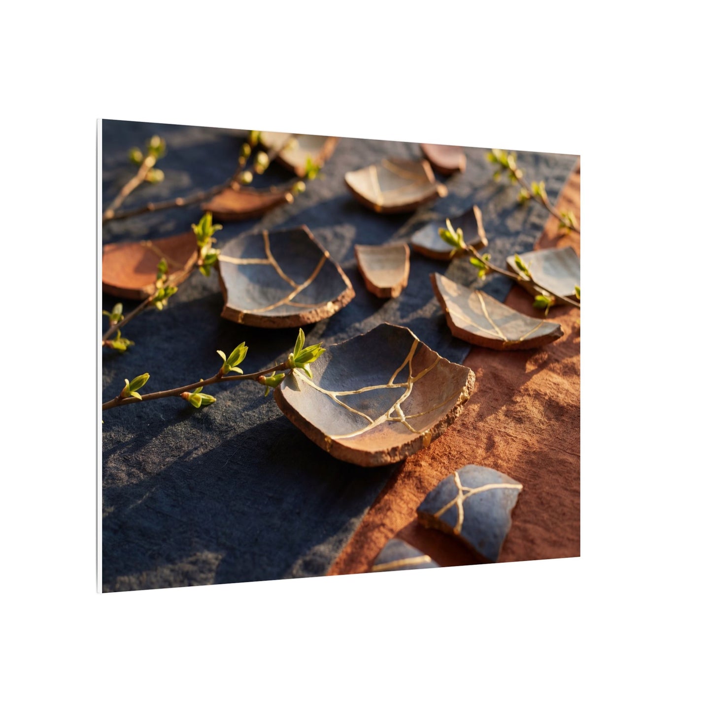 Spring Broken Pottery Gold Vein Canvas Art | Philosophical Decor