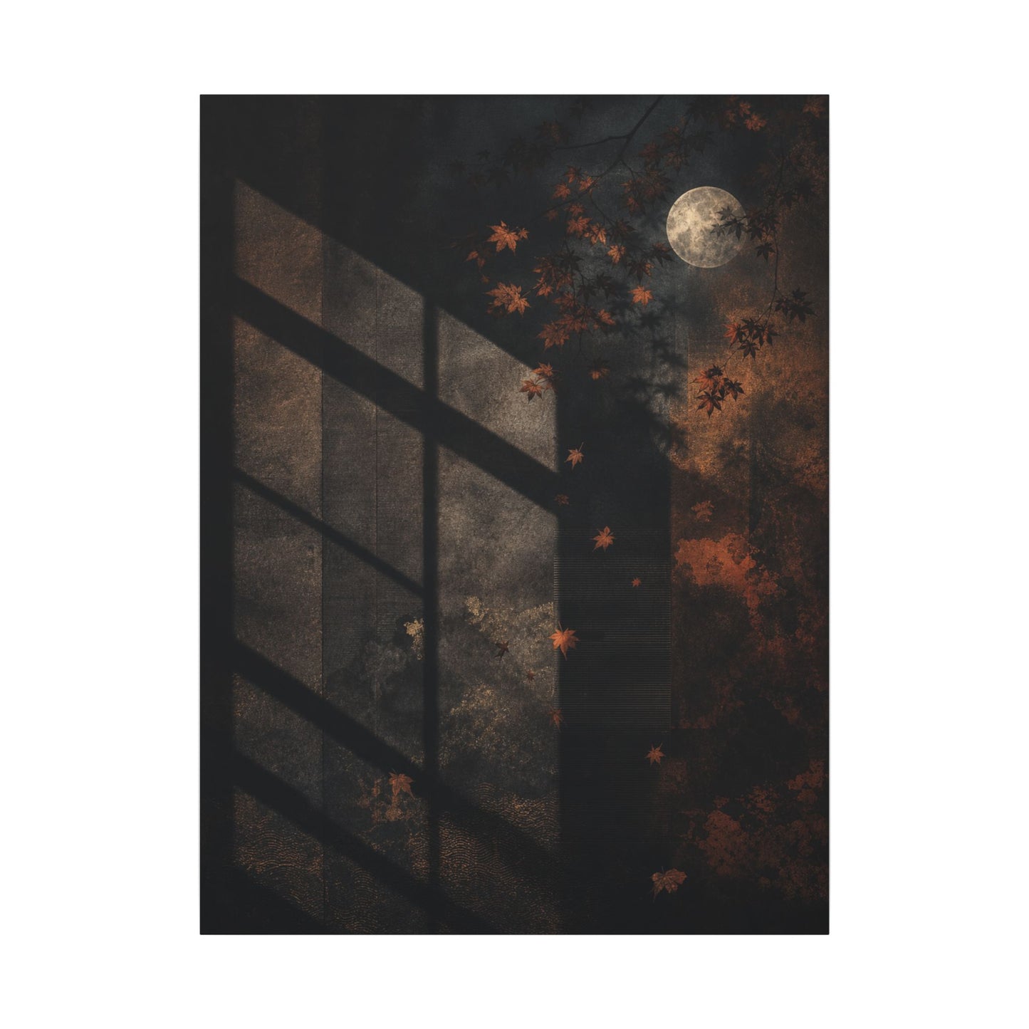 Sophisticated Shadow Play Canvas Art - Dark Texture Dark Japandi