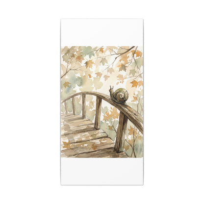 Wooden Bridge Canvas Art | Autumn Japandi Watercolor Art