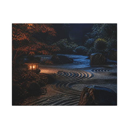 Summer Rock Garden Shadow Zen Canvas Art | Moody Decor