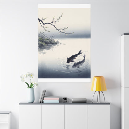 Ma Koi Pond Canvas Art - Zen Ukiyo E Inspired