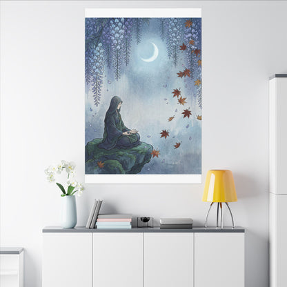 Zen Wisteria in Moonlight | Ukiyo E Inspired Canvas Art