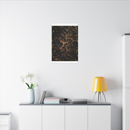 Cracked Earth Moody Minimal Canvas Art | Sophisticated Dark Japandi Art