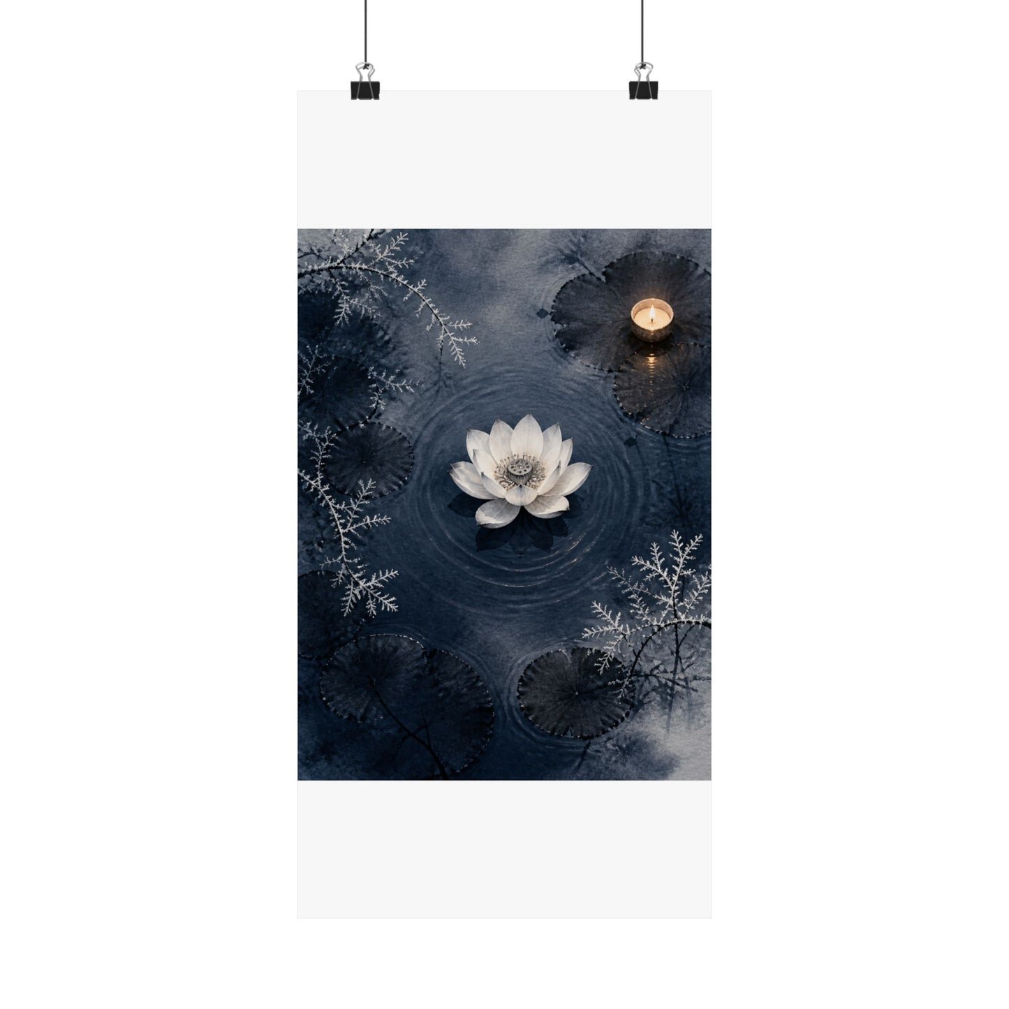 Lotus Flower Wall Art Print | Winter Zen Sumi E Art