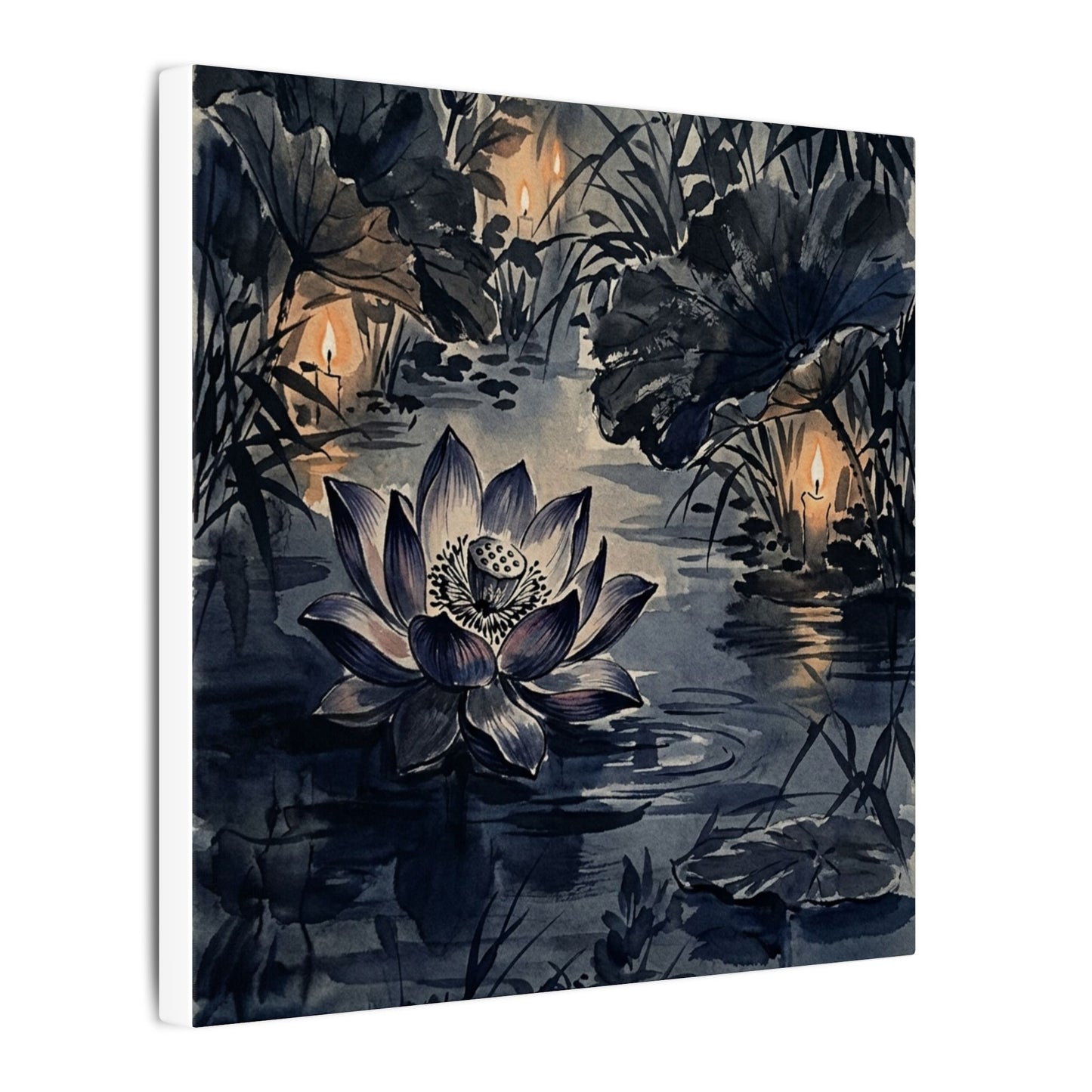 Fukinsei Lotus Flower Canvas Art - Zen Sumi E